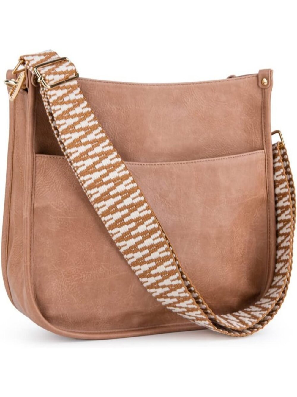 Women's Pink Leather Small Crossbody Bag Wide Guitar Strap Shoulder Purse